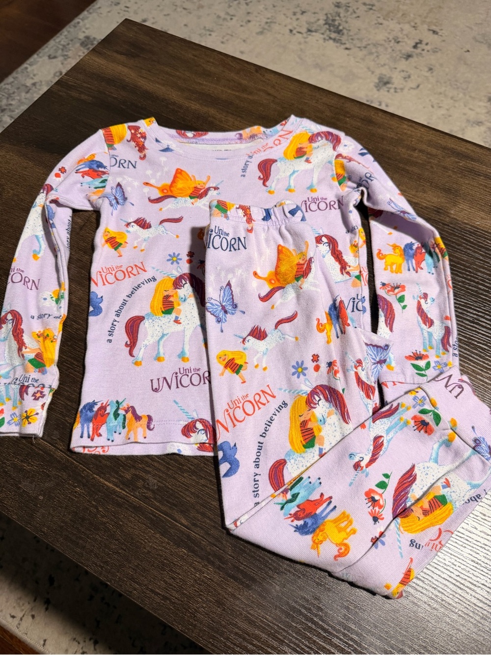 Books to Bef Girls' Uni the Unicorn Book Print Pajama Set - Lavender
